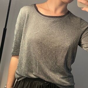 Calvin Klein Silver Sequin Short Sleeve T-Shirt